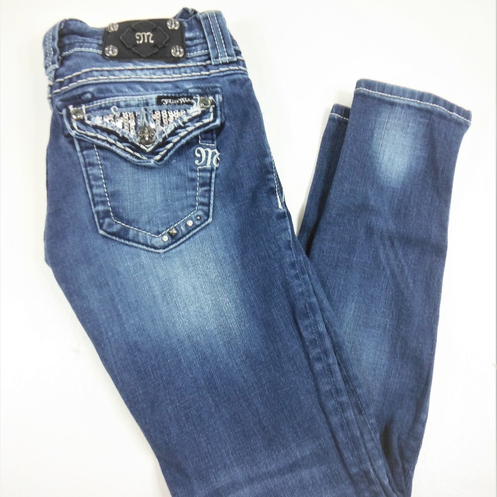 Miss Me Decorative Pocket Denim Skinny Jeans -26 - Picture 6 of 8